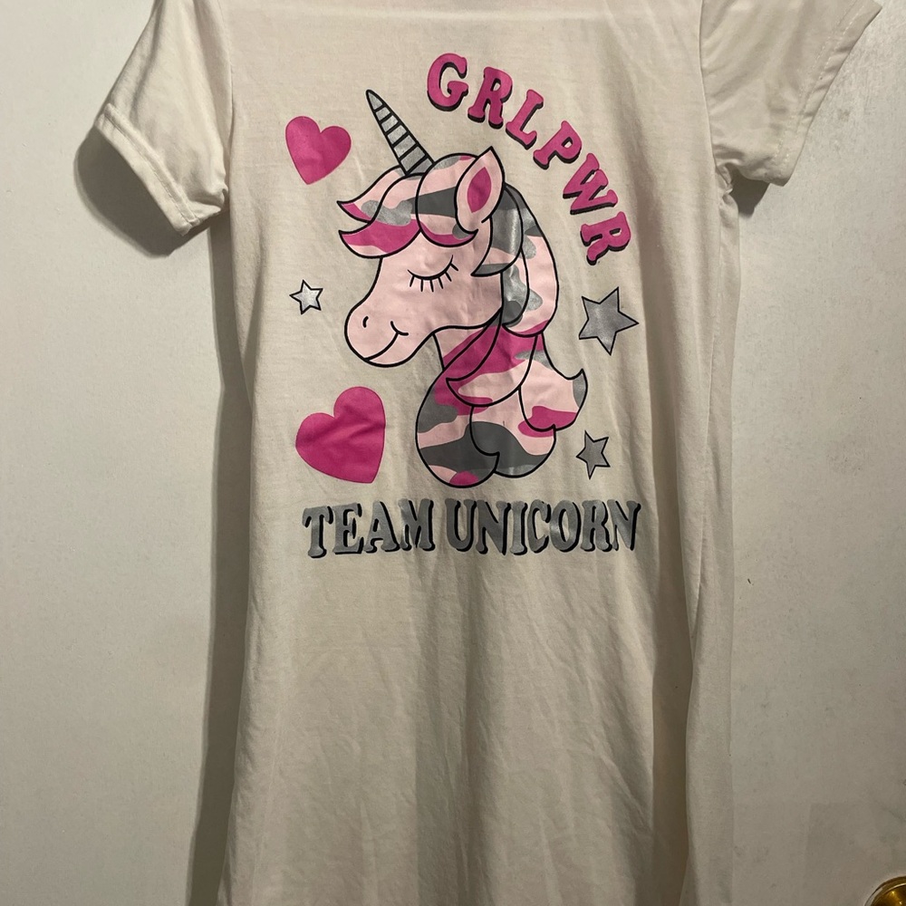 Unicorn Graphic Kids nightgown  - Pink & White